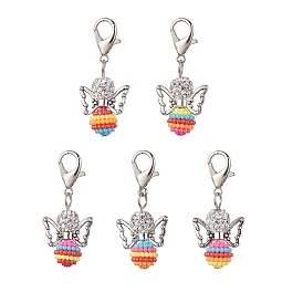 Colorful Angel Resin Pendant Decorations, Alloy Lobster Claw Clasps Charm for Bag Keychain Ornaments