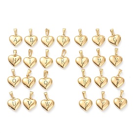 304 Stainless Steel Pendants, Heart with Black Letter