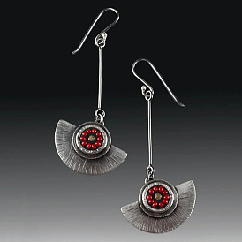 Vintage Handmade Red Bead Earrings - Retro Long Pole Women's Accessories.