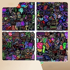 50 шт. ПВХ неоновый свет мультяшные наклейки, водонепроницаемые наклейки цвета радуги для художественных промыслов, разнообразные