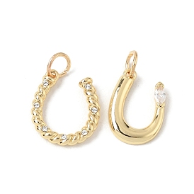 304 Stainless Steel & Crystal Rhinestone Pendants, Horseshoe Charms