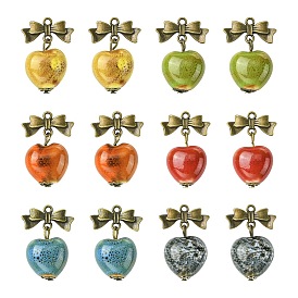 24шт 6цвета фарфоровые подвески ручной работы, бантом, со сплавочной фурнитурой