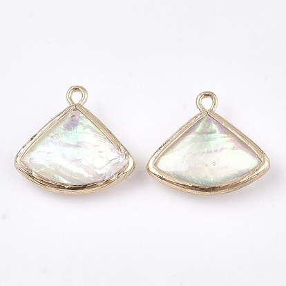 Resin Pendants, Imitation Opal, with Brass Findings, Triangle, Golden