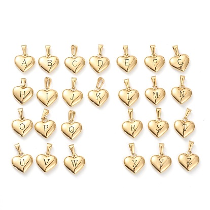 304 Stainless Steel Pendants, Heart with Black Letter