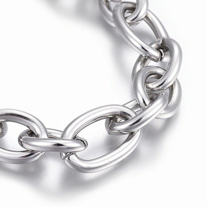 Ion Plating(IP) 304 Stainless Steel Cross Chain Bracelets, Polished Jewelry, with Lobster Claw Clasps