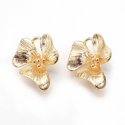 Медные звенья / разъемы, цветок, без никеля , реальный 18 k позолоченный