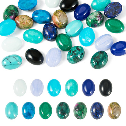 26piezas 13 estilos cabujones de piedras preciosas mixtas naturales y sintéticas, oval, mezclado teñido y sin teñir