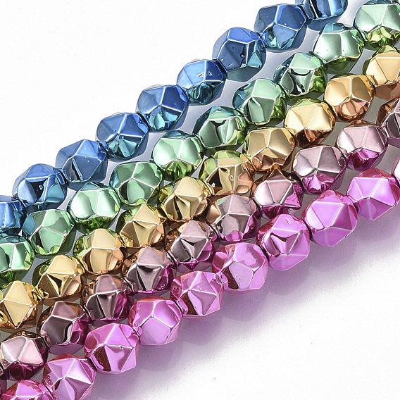 Electroplate Non-magnetic Synthetic Hematite Beads Strands, Faceted, Polygon