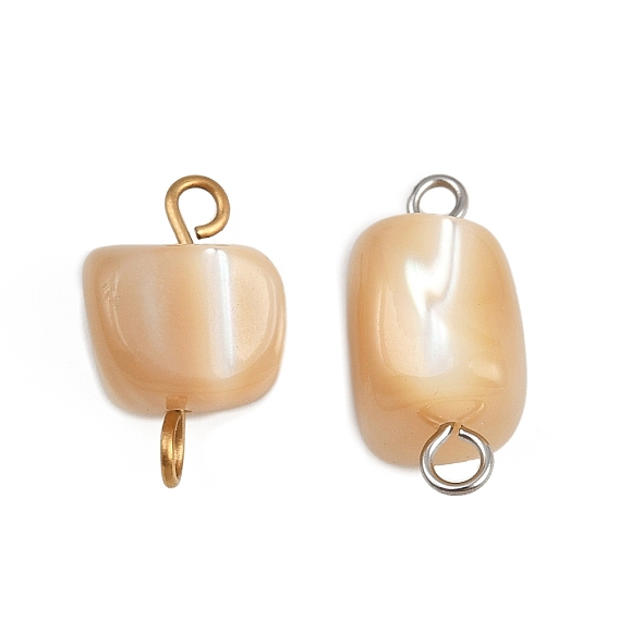 Подвески-соединители из натуральных ракушек, с 304 двойными петлями из нержавеющей стали, песчаный коричневый, ионное покрытие (ip)