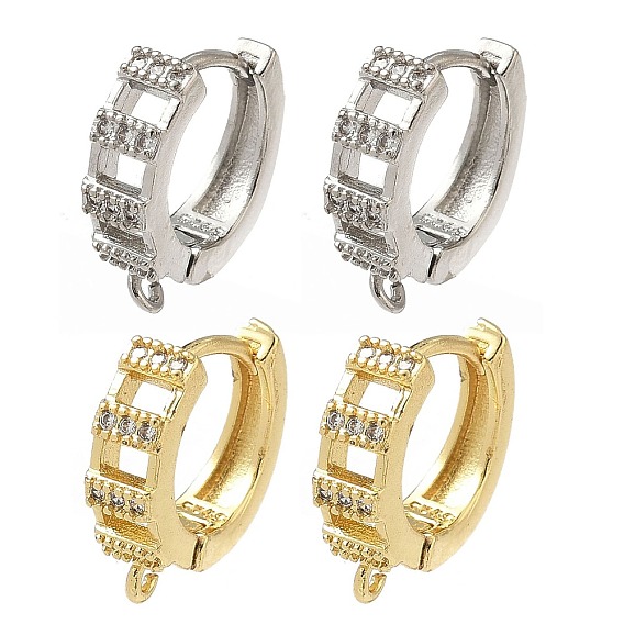 Латунные серьги-кольца из прозрачного кубического циркония, без кадмия и без свинца, долговечный, стойки покрытие