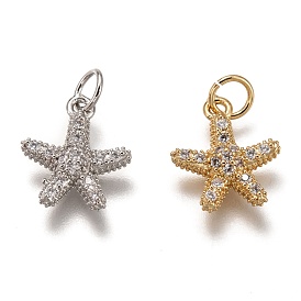Латунные микропаве прозрачные кубические циркониевые подвески, без кадмия и без свинца, долговечный, форма морской звезды