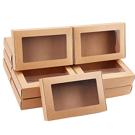 Bakery Box, with PVC Display Window, Cardboard Gift Packaging Boxes for Cookies, Small Cakes, Muffin, Rectangle