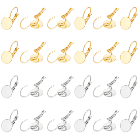 40шт 2 цвета 304 фурнитура для серег из нержавеющей стали, плоские круглые серьги в оправе под кабошон