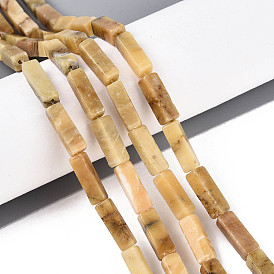 Нити натуральных бусин из нефрита хуанлун, кубоид