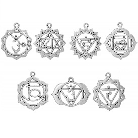 Charms pendants européens en alliage sunnyclue, Pendentifs grand trou, chakra, formes mixtes
