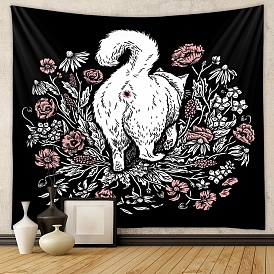 Cat Pattern Polyester Wall Tapestry, Rectangle Tapestry for Wall Bedroom Living Room
