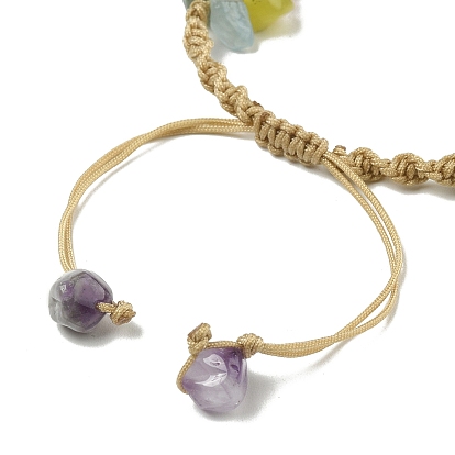 Gemstone & Cowrie Shell Braided Bead Bracelets, Nylon Thread Adjustable Bracelet for Women