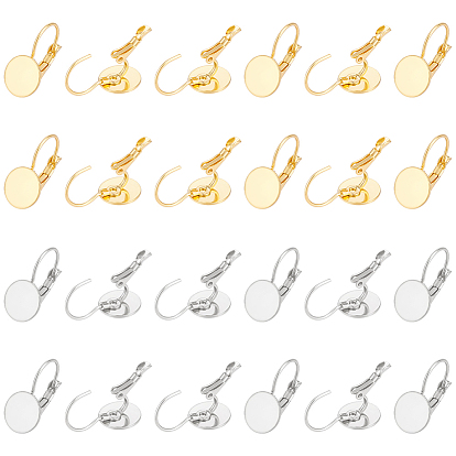 40шт 2 цвета 304 фурнитура для серег из нержавеющей стали, плоские круглые серьги в оправе под кабошон