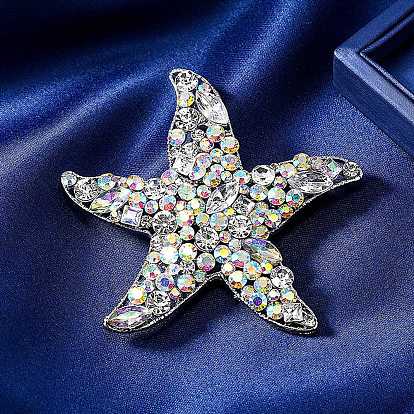 Булавки со стразами, булавки для лацканов одежды из сплава, морская звезда