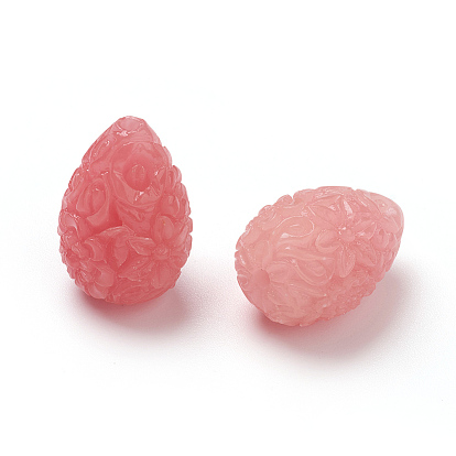 Стеклянные бусы, имитация нефрита, окрашенные, изогнутые, бутон