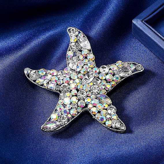 Булавки со стразами, булавки для лацканов одежды из сплава, морская звезда