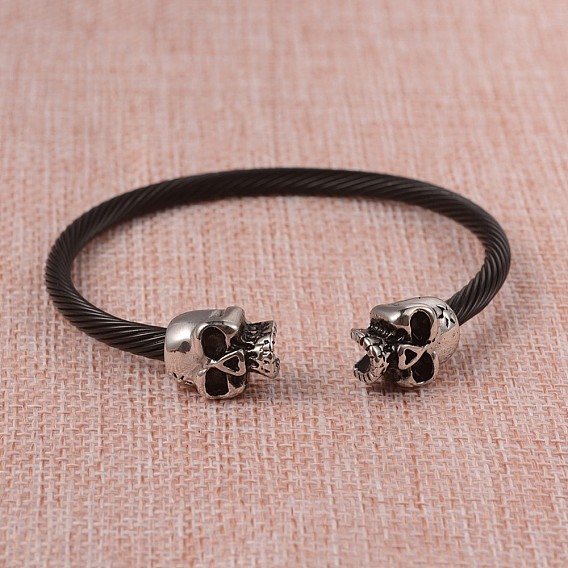 304 из нержавеющей стали манжеты браслеты, выводы черепа, 60x55 мм