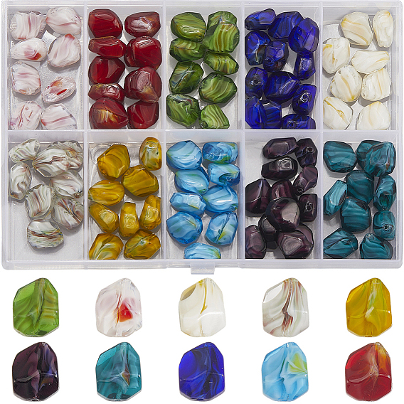 120шт 10 цвета ручной золотой песок бусины лэмпворк нити, самородки