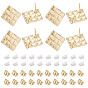10Pair Alloy Rhombus Stud Earring Findings, with Loop, with 50Pcs Plastic & 20Pcs 304 Stainless Steel Ear Nuts