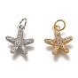 Латунные микропаве прозрачные кубические циркониевые подвески, без кадмия и без свинца, долговечный, форма морской звезды