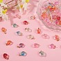 70Pcs 7 Colors Two Tone Transparent Spray Painted Glass Pendants, with Golden Plated Iron Bails and Gold Foil, Strawberry