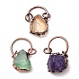 Natural Gemstone Pendants, with Red Copper Tone Tin Findings, Lead & Nickel & Cadmium Free, Nuggets