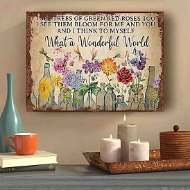Wood Wall Flower Decoration, Rectangle, for Home Decoration
