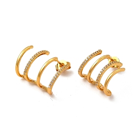 Rack Plating Brass Micro Pave Cubic Zirconia Stud Earrings, Long-Lasting Plated, Cadmium Free & Lead Free