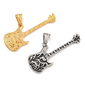 304 Stainless Steel Big Pendants, Guitar Charm