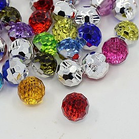 Acrylic Rhinestone Buttons, 1-Hole, Faceted, Round, 12x11x10mm, Hole: 1mm