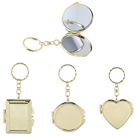 3шт 3 стили железные брелки, со стеклянной зеркало, разнообразные
