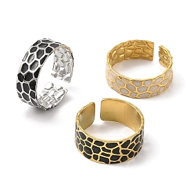 304 Stainless Steel Enamel Open Cuff Rings for Women