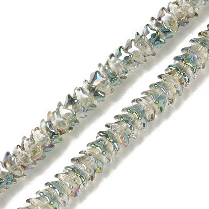 Plaquent verre transparent perles brins, demi-plaqué, fleur