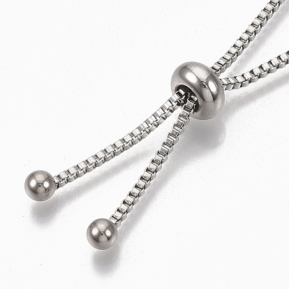 Adjustable 304 Stainless Steel Slider Bracelets Making,Bolo Bracelets, with with 202 Stainless Steel Beads