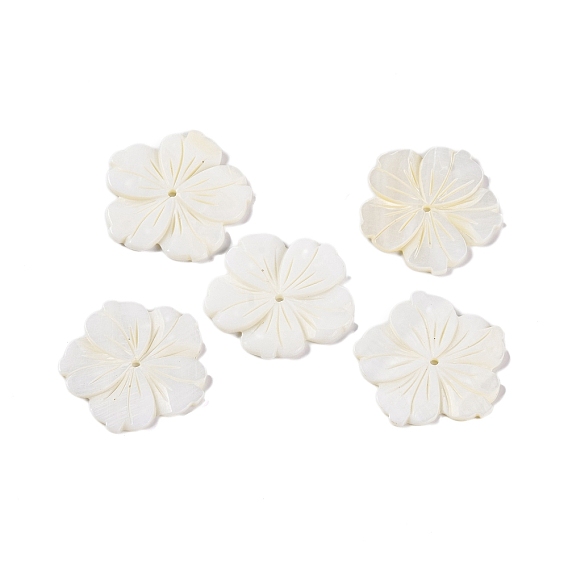Резные бусины из натуральных пресноводных ракушек, цветок