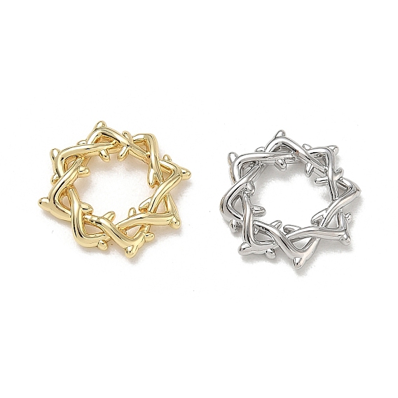 Brass Beads, Star with Thorn, Large Hole Beads, Cadmium Free & Lead Free, Rack Plating, Long-Lasting Plated