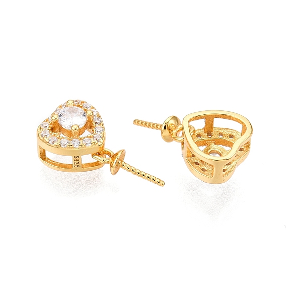 925 шкентель стерлингового серебра поручительств, микро проложить кубического циркония, с печатью s925, за половину пробурено бисера, сердце