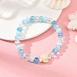 Ocean Dyed Synthetic Turquoise Sea Turtle Electroplate Glass Faceted Rondelle Beaded Stretch Bracelets for Women
