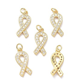 Латунные микропаве прозрачные подвески с фианитом, с целью перехода в кольце, долговечный, Форма ленты осведомленности
