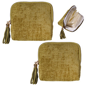 Бархатные мешочки для хранения ювелирных изделий на молнии с кисточкой, квадратный