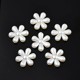 ABS Plastic Imitation Pearl Cabochons, Flower