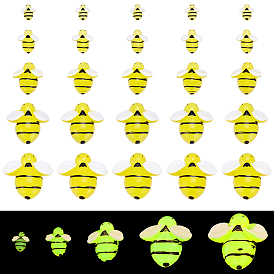 74шт. 5 стили светящихся прозрачных смоляных кабошонов, Пчелы, светится в темноте