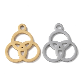 Ion Plating(IP) 304 Stainless Steel Charms, Laser Cut, Round Ring Trinity Charms
