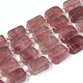 Natural Strawberry Quartz Beads, with Seed Beads, Rectangle