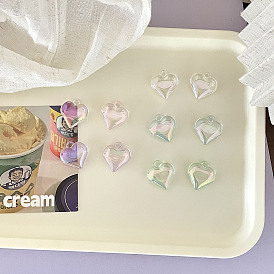 UV Plating Transparent Acrylic Pendants, Heart Charms